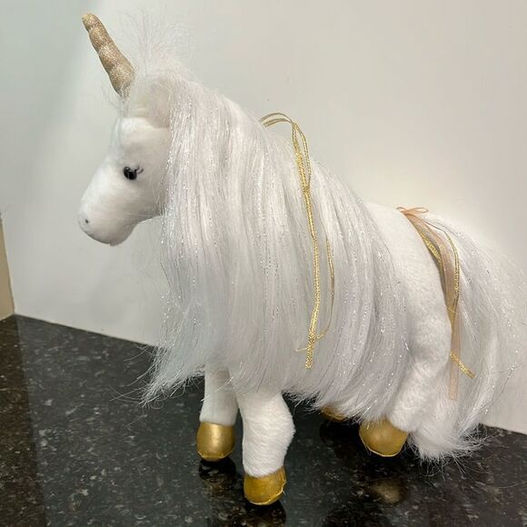 DOUGLAS 2018 White GOLDEN PRINCESS UNICORN 12" Plush Cuddle Toys #764 - Picture 1 of 8